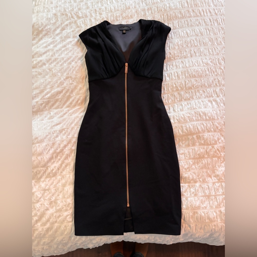 Ted Baker Black Asella Dress with Front  Zipper Detail - Picture 5 of 9